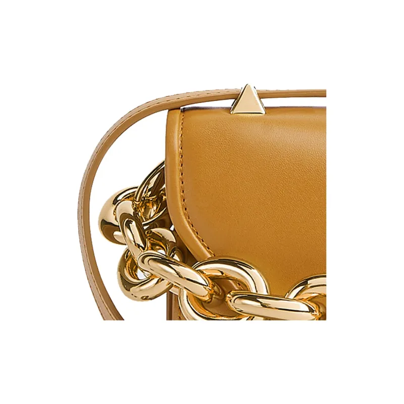Bottega Veneta Shiny Leather Envelope Shoulder Bag Women's Brown-4