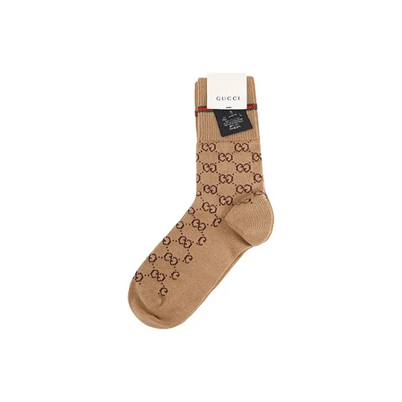 GUCCI Gg Web Socks 'Camel/Dark Green'-1