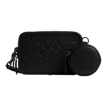 COACH Charter Cow Leather Shoulder Bag, Crossbody Bag Trumpets Men's Black