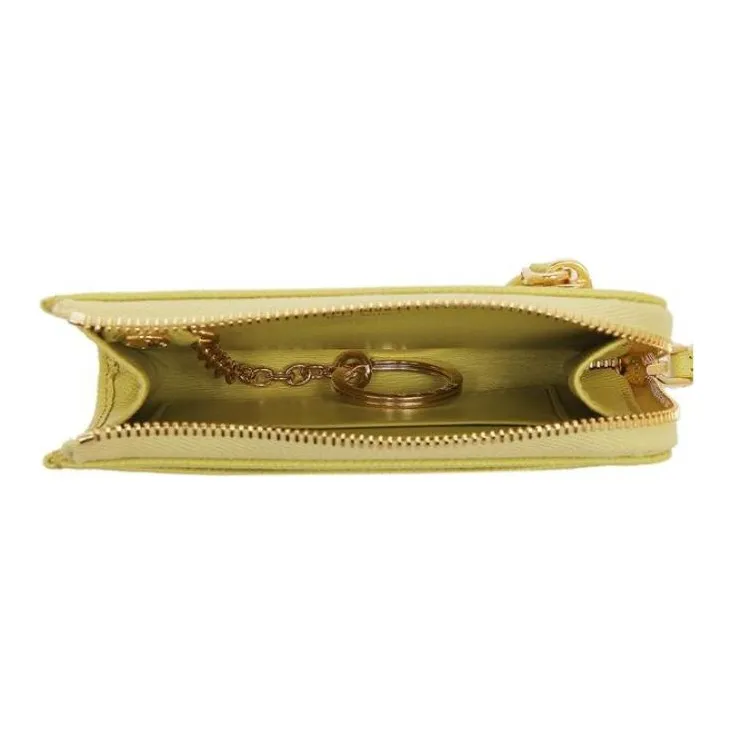 PRADA Leather Wallet Key Pouch Women's Yellow-5