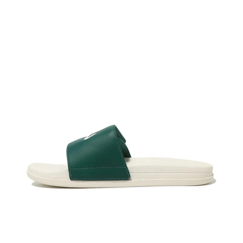FILA Rubber Sole Abrasion Resistant Slide Slippers Unisex Green Beige Korean Style-0