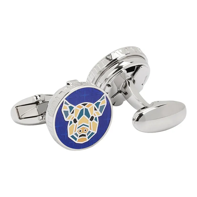 MUSTKOO White Gold Plated Copper Enamel Filled Cufflinks Men's-10