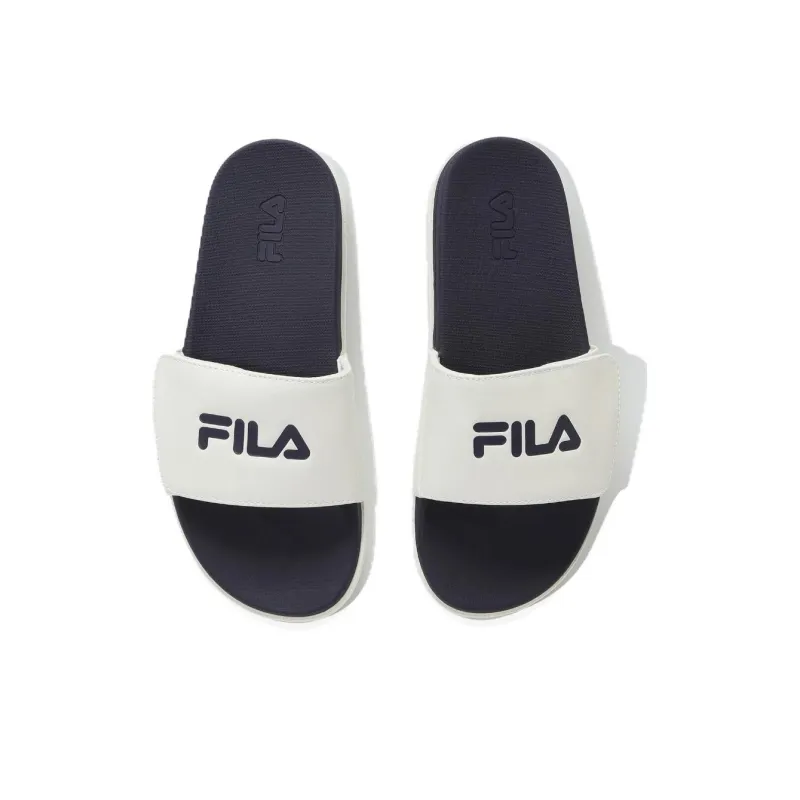 FILA Rubber Sole Abrasion Resistant Slide Slippers Unisex Blue White Korean Style-3