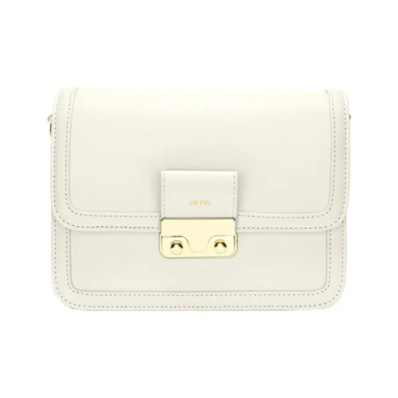 JW PEI Leather Tofu Bag Small Square Bag Shoulder Bag Crossbody Bag Women's Apricot/Ecru/Black-5