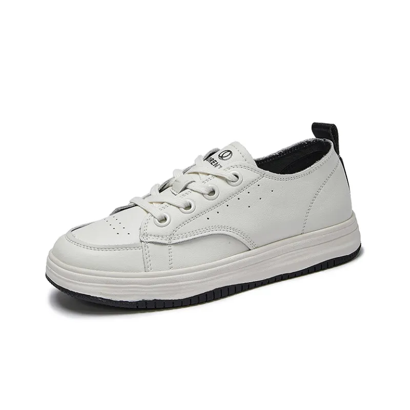 LAORENTOU Durable Lightweight And Breathable Low Top Skateboard Shoes 2.5cm Women's Ecru-1