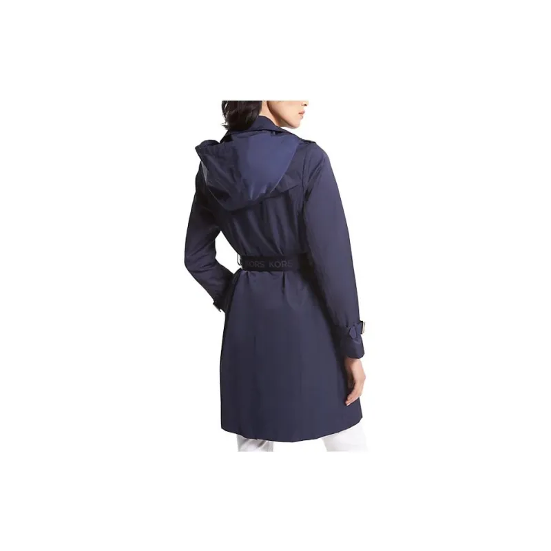 MICHAEL KORS Cotton Blend Trench Coat Trench Coat Women's Blue-1