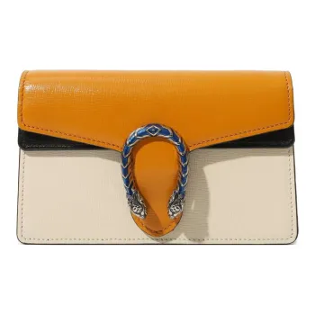 GUCCI Dionysus Leather Flap Chain Bag Shoulder Bag Crossbody Bag Extra Mini Women's Orange White Multicolor