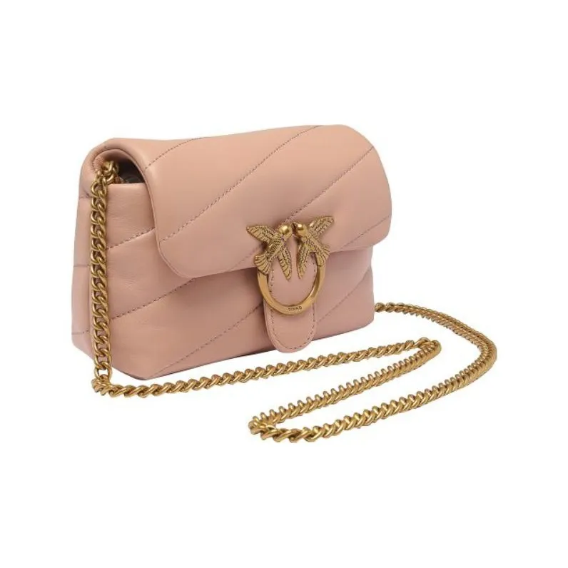 PINKO Puff Leather Flying Bird Swallow Bag Crossbody Bag Shoulder Bag Women's Pink-1