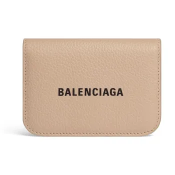 Balenciaga Grained Calfskin Wallet Mini Women's Beige