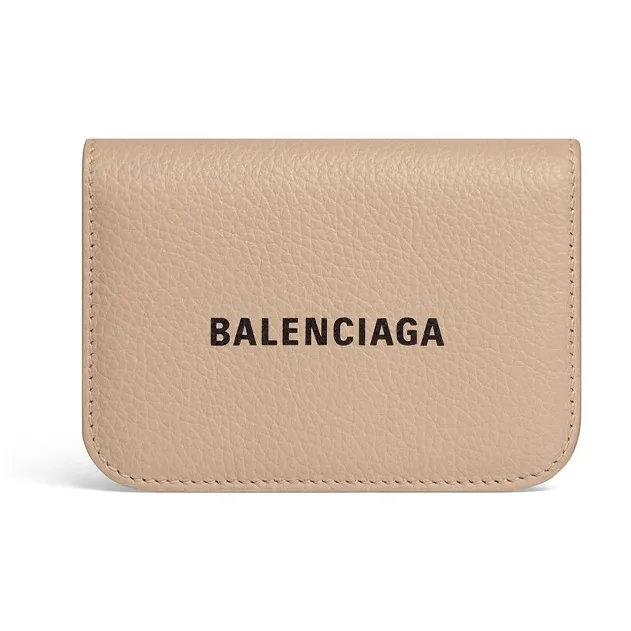 Balenciaga Grained Calfskin Wallet Mini Women's Beige-0