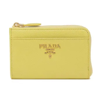 PRADA Leather Wallet Key Pouch Women's Yellow