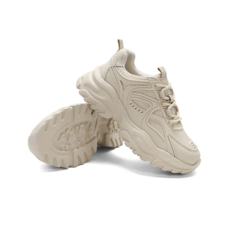 BELLE Abrasion-Resistant Slip-Resistant Low-Top Chunky Sneakers Women's _Nsec Beige Black-8