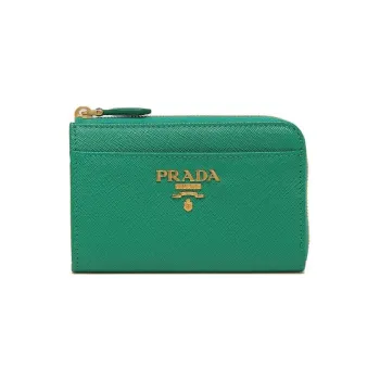 PRADA Leather Wallet Key Pouch Women's Green