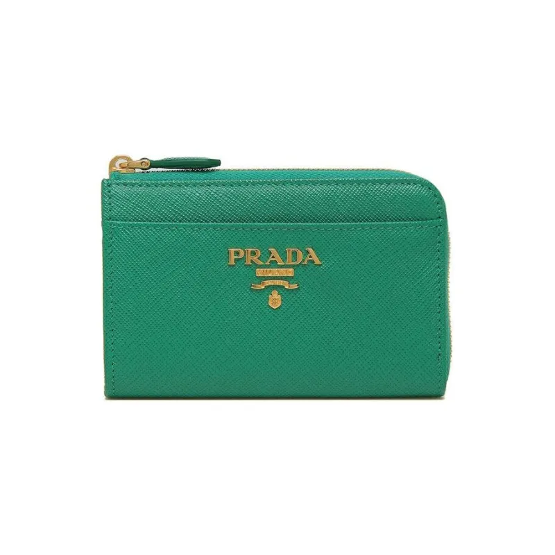 PRADA Leather Wallet Key Pouch Women's Green-0