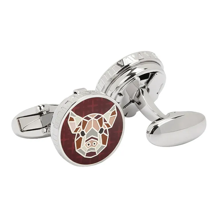 MUSTKOO White Gold Plated Copper Enamel Filled Cufflinks Men's-2