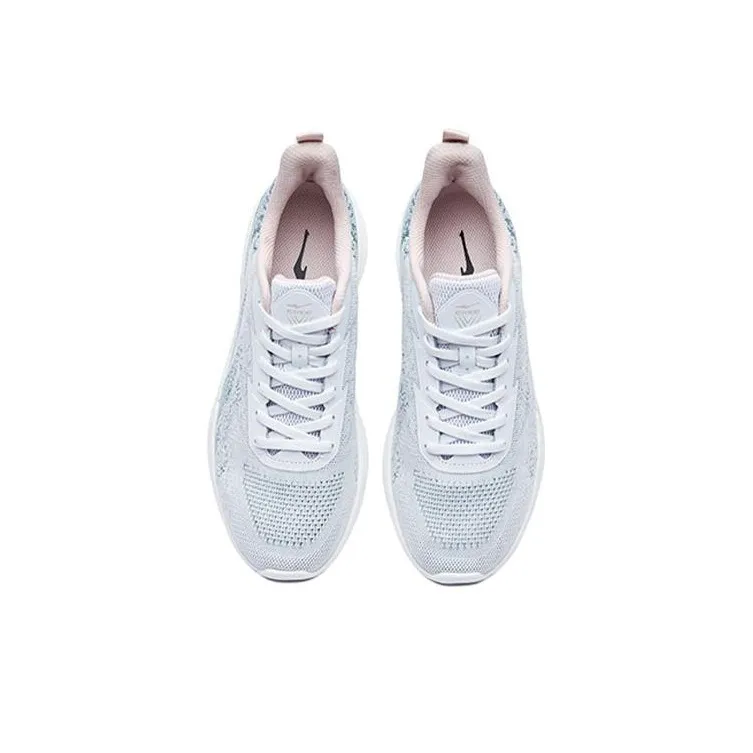Erke Anti Slip Wear Resistant Low Top Running Shoes Women's White Green-3