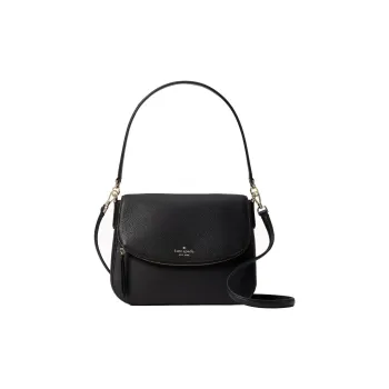 Kate Spade Litchi Grain Leather Crossbody Bag, Shoulder Bag Medium Size Women's Black