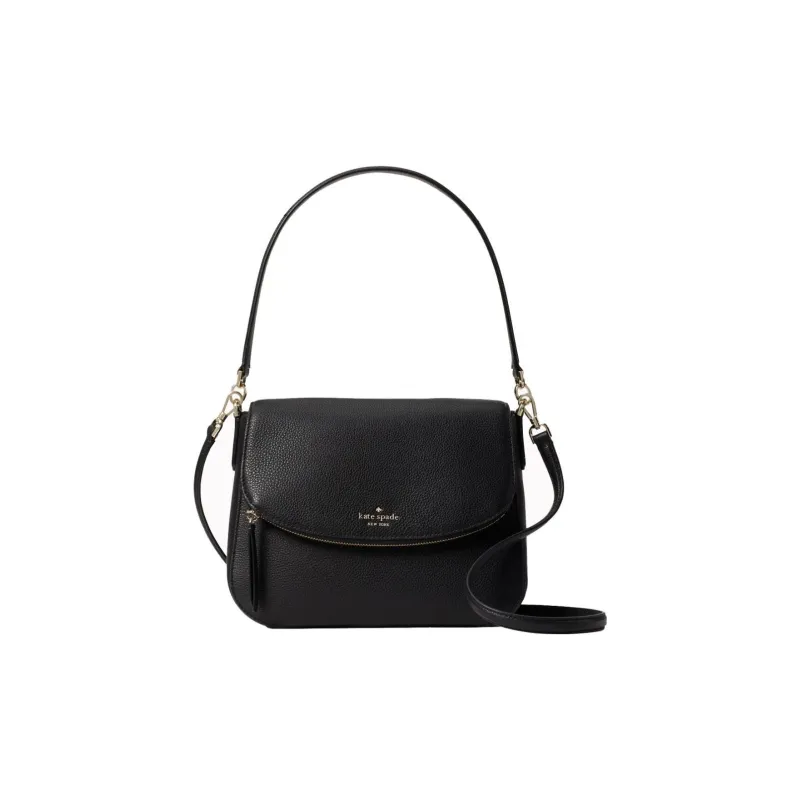 Kate Spade Litchi Grain Leather Crossbody Bag, Shoulder Bag Medium Size Women's Black-0