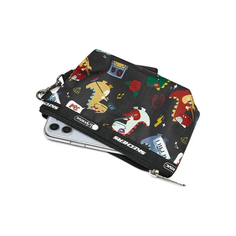 Skechers LeSportsac Collaboration Fabric Coin Purse, Clutch Regular Women's T340 Dinosaur Band-2