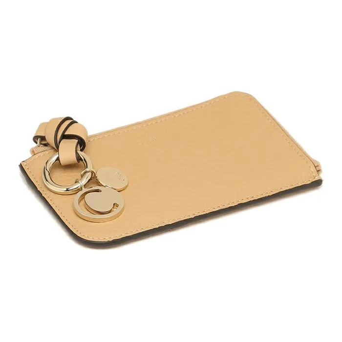 Chloe Leather Coin Purse Unisex Beige-4