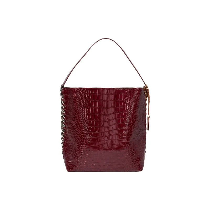 Stella McCartney Frayme Polyurethane Tote Bag Shopping Bag Handbag Shoulder Bags Women's Burgundy Red-3