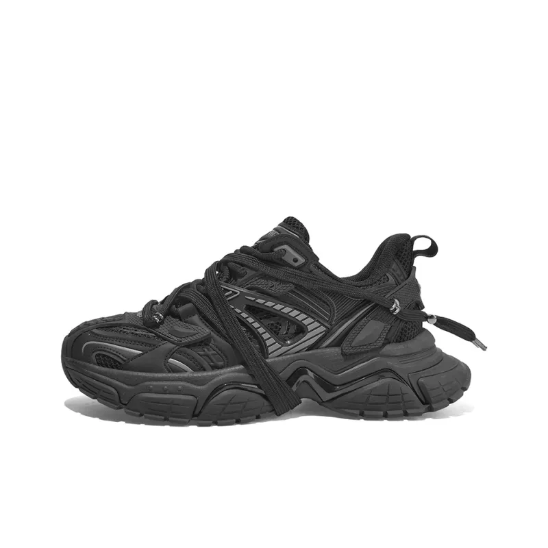 SK.TRIP Crossbow Series Chunky Sneakers Unisex Low Top Jet Black/Phantom Gray/Clear Azure Blue/Distressed Jet Black/Distressed Phantom Gray/Distressed Clear Azure Blue-1