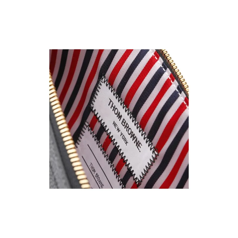 THOM BROWNE· Leather Coin Purse Clutch Medium Size Men's Black-4
