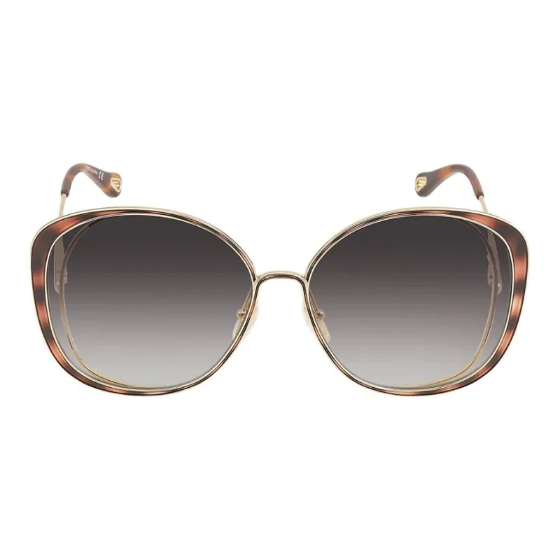 Chloe Metal Cat Eye Sunglasses Women's Brown-1