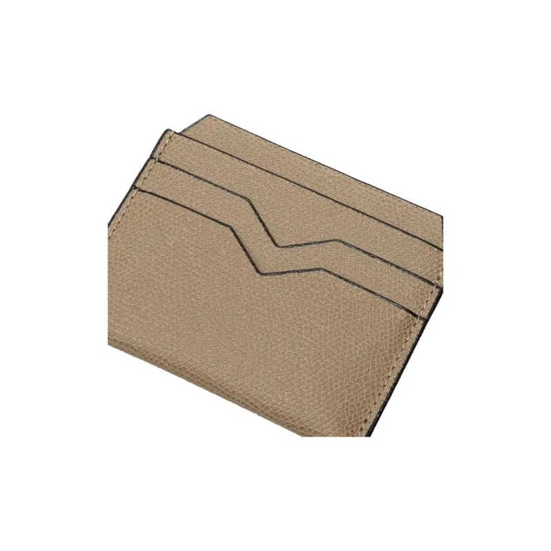 Valextra Grain Leather Card Holder Mini Unisex Oyster-3