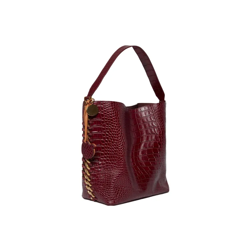 Stella McCartney Frayme Polyurethane Tote Bag Shopping Bag Handbag Shoulder Bags Women's Burgundy Red-1