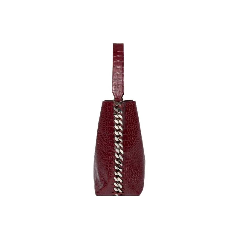 Stella McCartney Frayme Polyurethane Tote Bag Shopping Bag Handbag Shoulder Bags Women's Burgundy Red-2