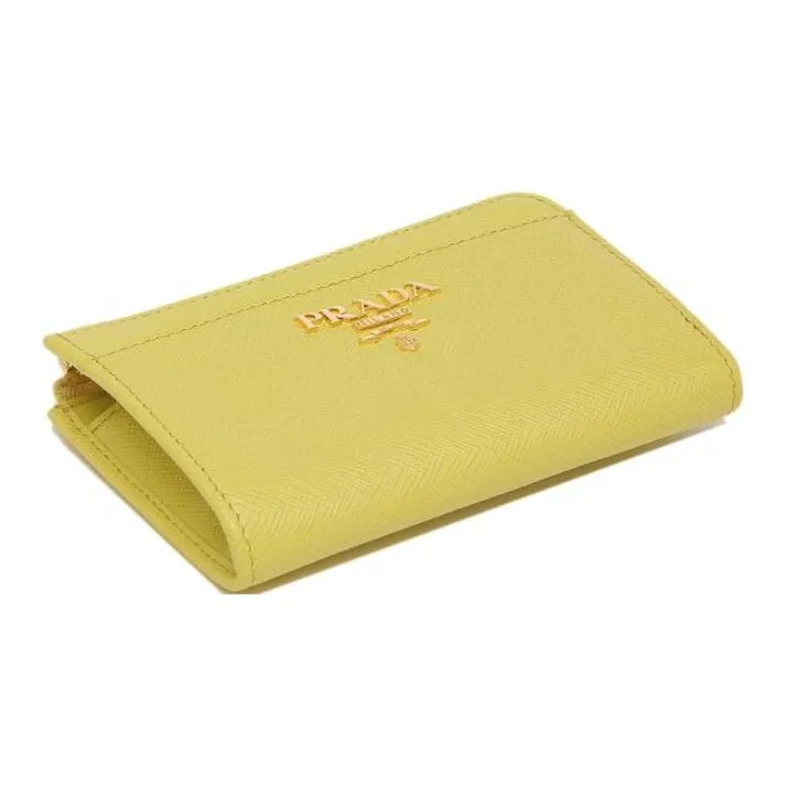 PRADA Leather Wallet Key Pouch Women's Yellow-3