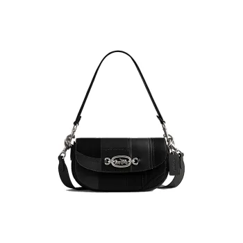 COACH Harley Sheepskin Saddle Bag Crossbody Shoulder Bag Medium Size Women's Black