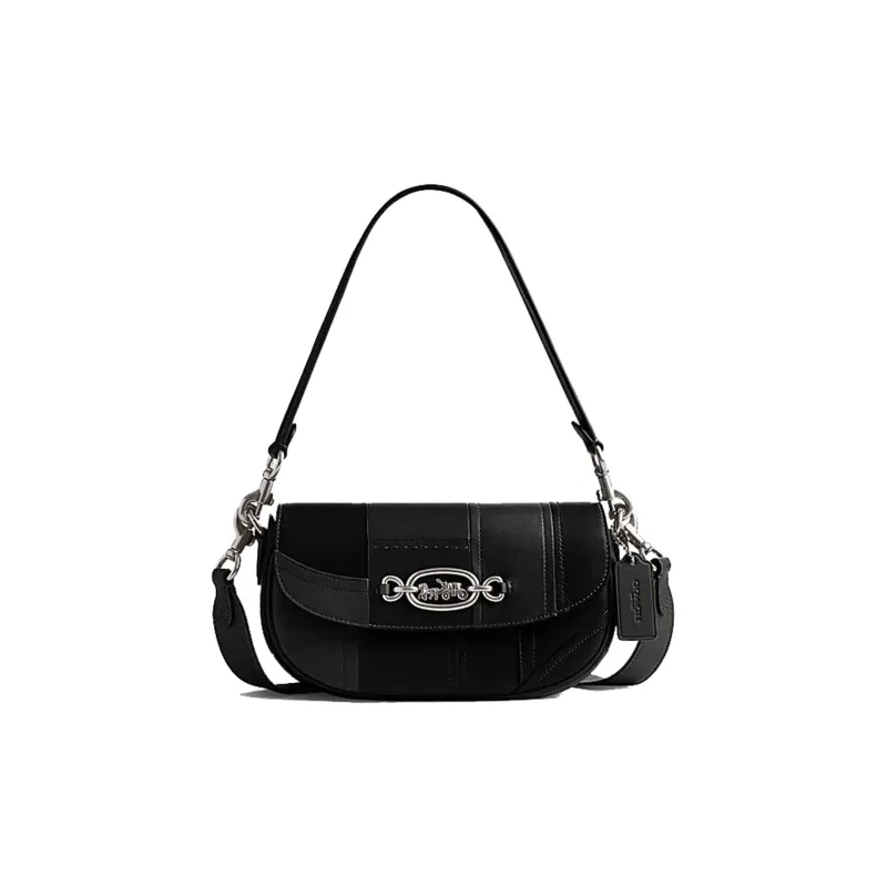COACH Harley Sheepskin Saddle Bag, Crossbody Bag, Shoulder Bag Medium Size Women's Black-0