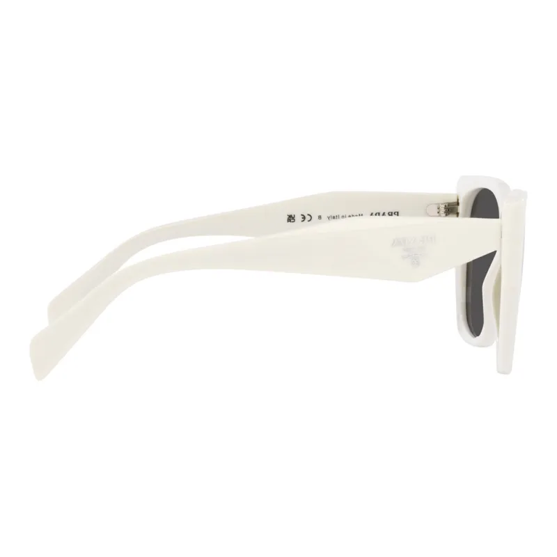 PRADA Plastic Irregular Shape Sunglasses Women's White-4