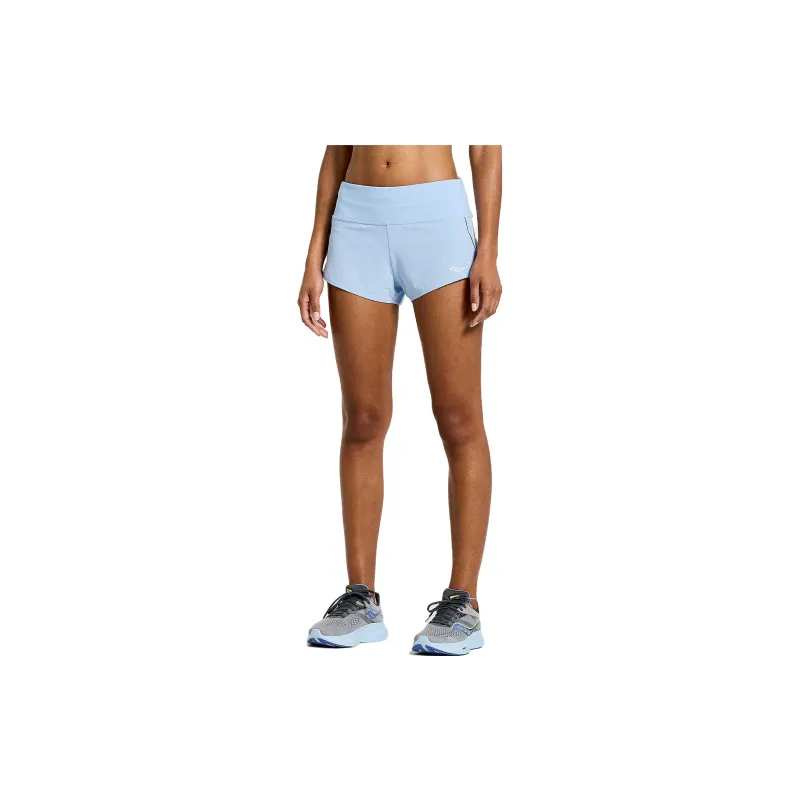 Saucony Outpace 2.5' Split Short Casual Shorts Women's Light Blue-2
