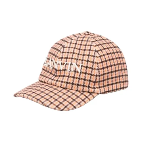 Lanvin Logo-embroidered Checked Wool Cap