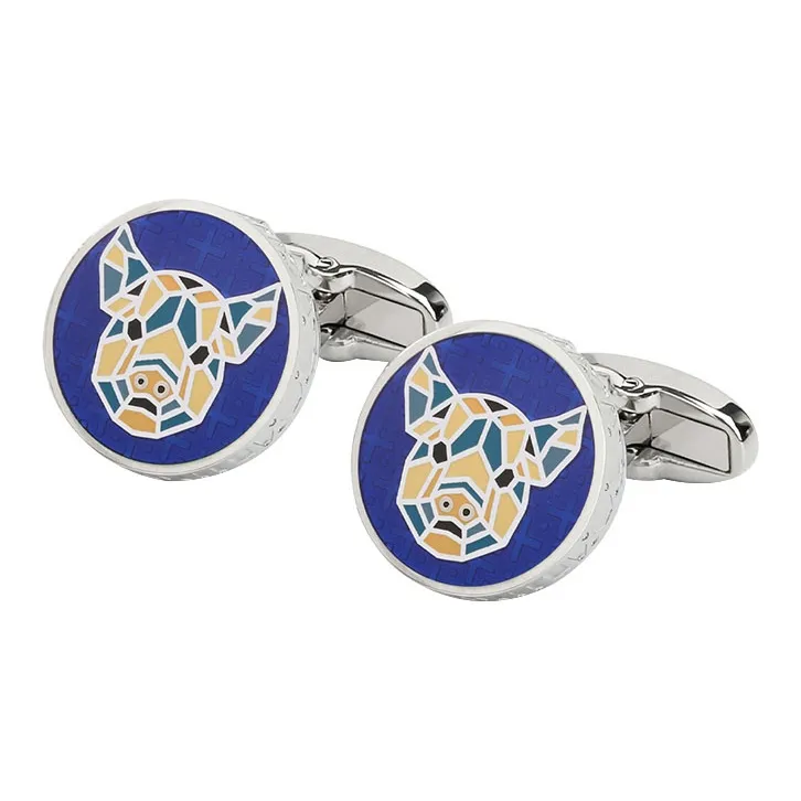 MUSTKOO White Gold Plated Copper Enamel Filled Cufflinks Men's-8