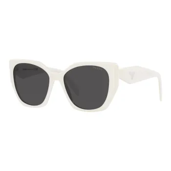 PRADA Plastic Irregular Shape Sunglasses Women's White
