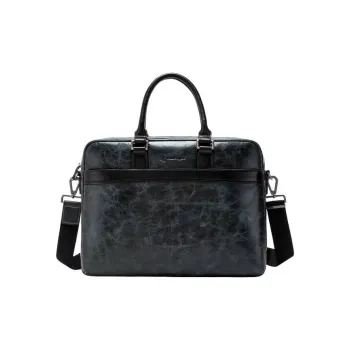 Hush Puppies Cow Leather One Shoulder Handbag Briefcase Large Size Men's Blue