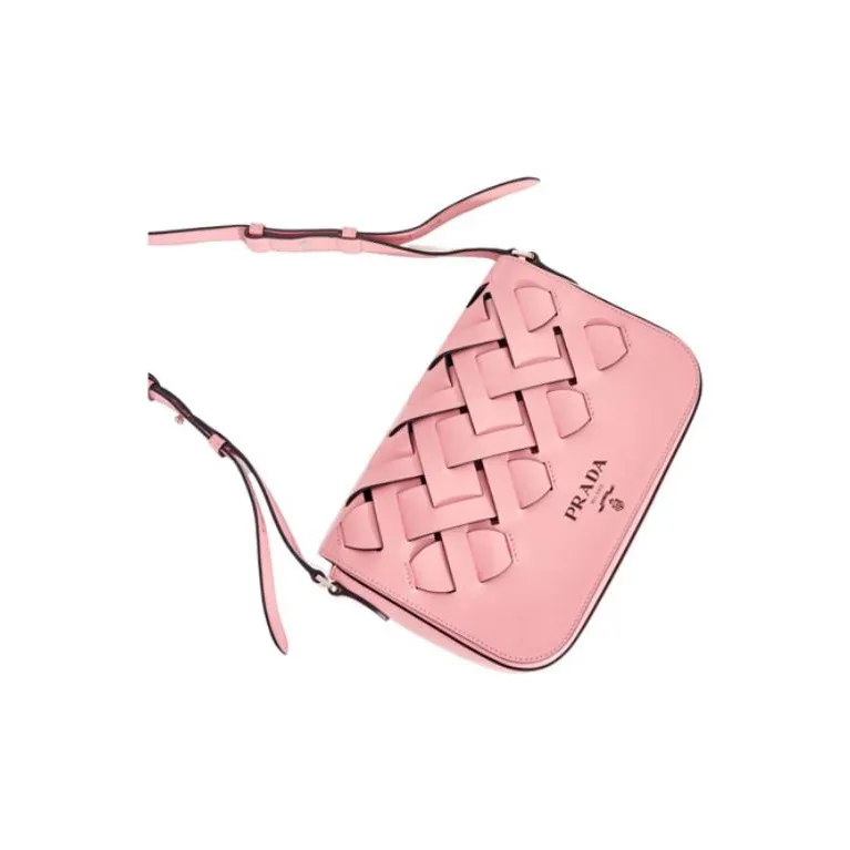 PRADA Leather Shoulder Bag Crossbody Bag Regular Women's Petal Pink/Black-3