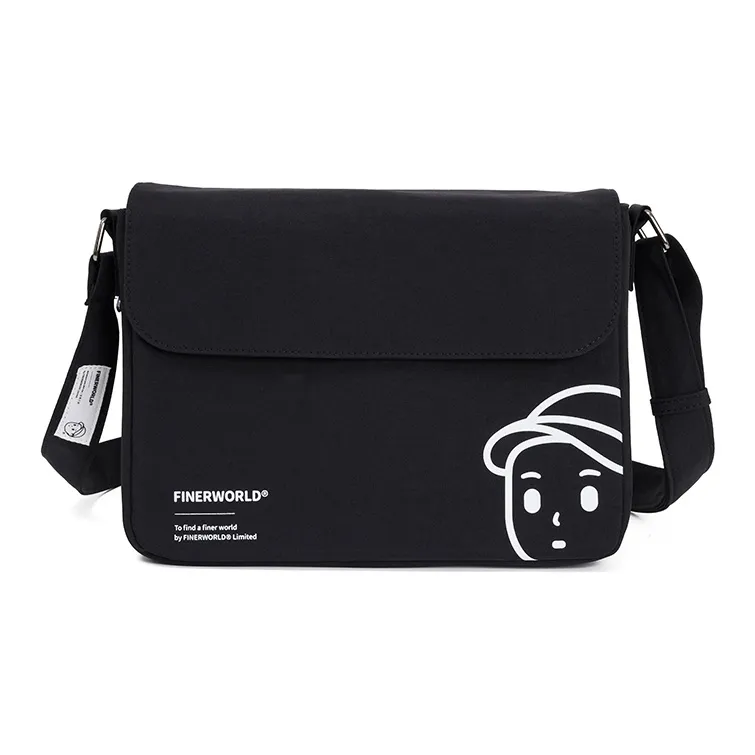 Finerworld Nylon Messenger Bag, Crossbody Bag Regular Unisex Solid Color-6