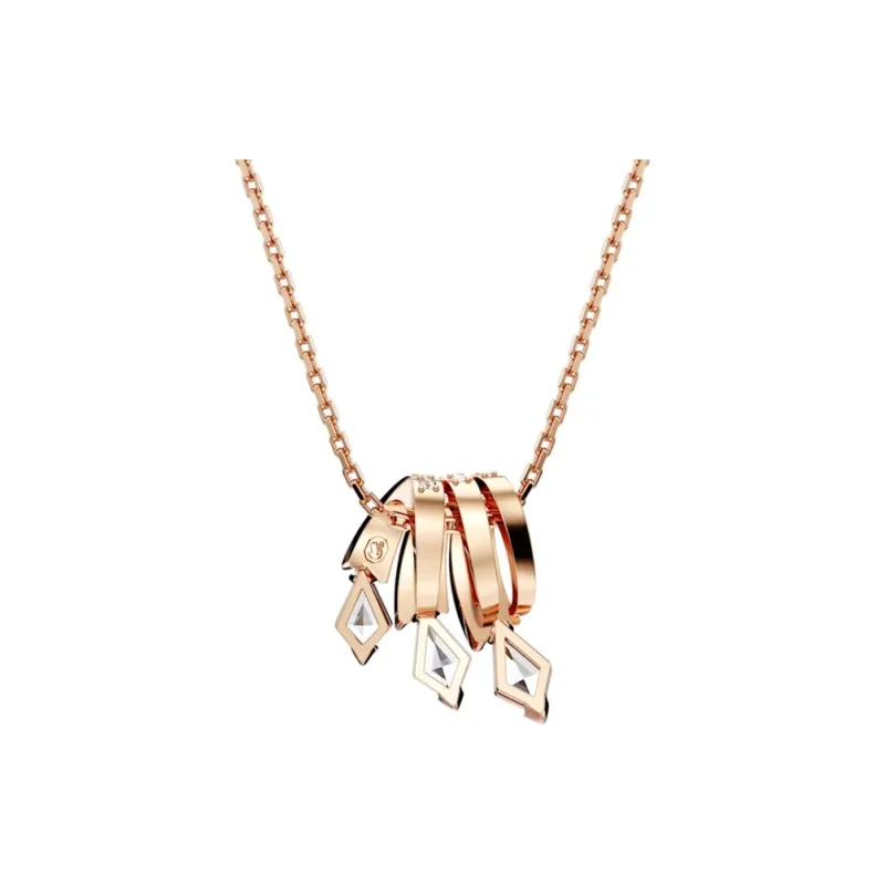 Swarovski Cubic Zirconia Faux Crystal Rose Gold Tone Plated Necklaces Unisex Pink-2