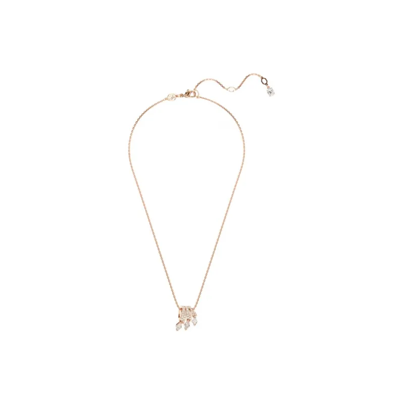 Swarovski Cubic Zirconia Faux Crystal Rose Gold Tone Plated Necklaces Unisex Pink-1
