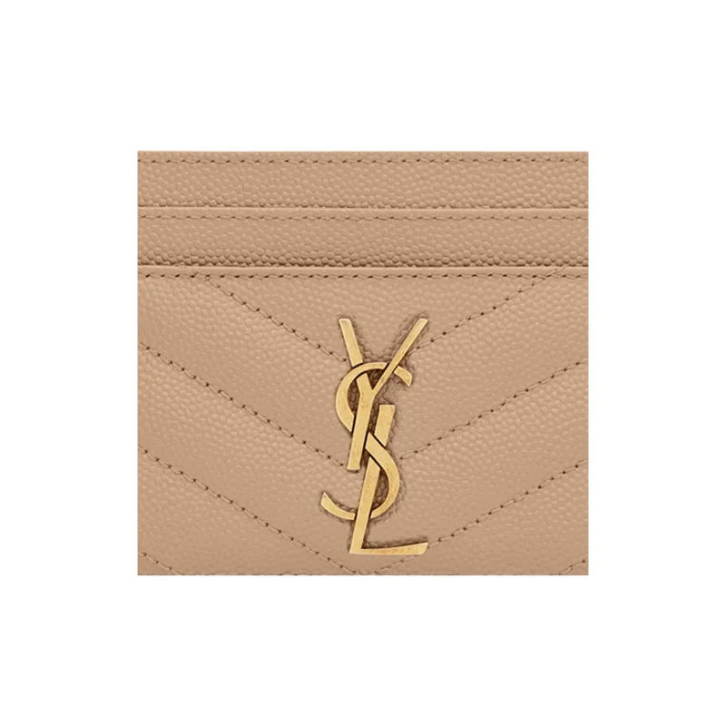 SAINT LAURENT Monogram Quilting Cow Leather Card Holder Card Holder Women's Dark Beige-2