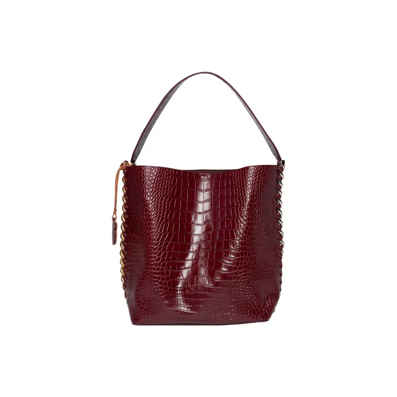 Stella McCartney Frayme Polyurethane Tote Bag Shopping Bag Handbag Shoulder Bags Women's Burgundy Red-0