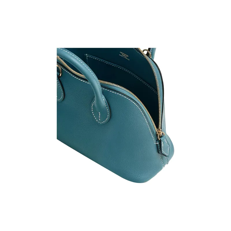 HERMES Bolide Evercolor Leather Bowling Bag Handbag Shoulder Bag Crossbody Bag Mini Women's D2 New Bleu Jean Denim Blue-3
