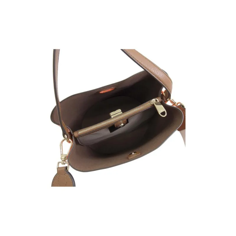 Furla Leather Bucket Bag, One Shoulder Handbag Women's Orange & Cognac Brandy-4