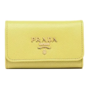 PRADA Saffiano Leather Key Pouch Women's Yellow