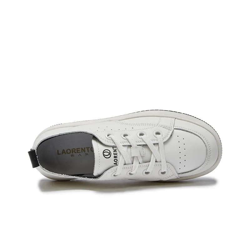 LAORENTOU Durable Lightweight And Breathable Low Top Skateboard Shoes 2.5cm Women's Ecru-3